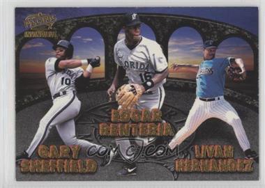 1998 Pacific Invincible - Team Checklists #11 - Gary Sheffield, Edgar Renteria, Livan Hernandez, Charles Johnson, Bobby Bonilla