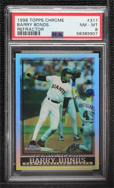 1998 Topps Chrome - [Base] - Refractor #317 - Barry Bonds [PSA 8 NM‑MT]