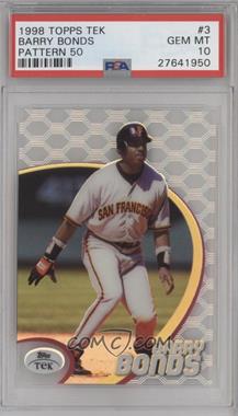 1998 Topps Tek - [Base] - Pattern 50 #3 - Barry Bonds [PSA 10 GEM MT]