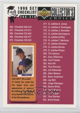 1998 Upper Deck Collector's Choice - [Base] #266 - Checklist - Matt Williams, Travis Lee