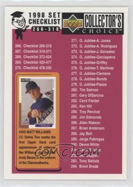 1998 Upper Deck Collector's Choice - [Base] #266 - Checklist - Matt Williams, Travis Lee