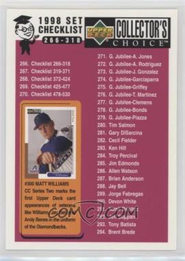 1998 Upper Deck Collector's Choice - [Base] #266 - Checklist - Matt Williams, Travis Lee