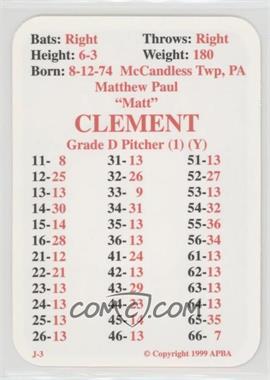 1999 APBA Baseball 1998 Season - [Base] #_MACL - Matt Clement