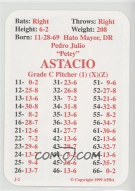 1999 APBA Baseball 1998 Season - [Base] #_PEAS - Pedro Astacio