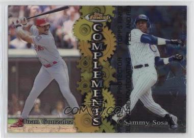 1999 Topps Finest - Complements - Refractor Left #C4 - Juan Gonzalez, Sammy Sosa