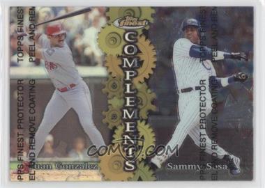 1999 Topps Finest - Complements - Refractor Left #C4 - Juan Gonzalez, Sammy Sosa