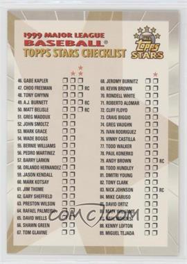 1999 Topps Stars - Checklists #2 - Checklist