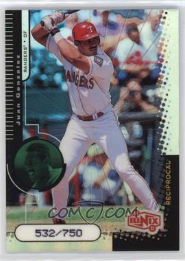 1999 Upper Deck Ionix - [Base] - Reciprocal #R58 - Juan Gonzalez /750