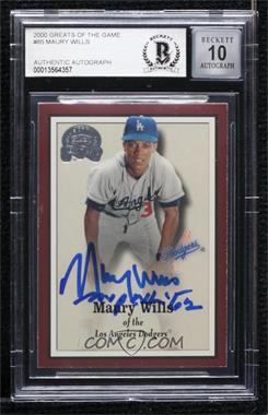 2000 Fleer Greats of the Game - [Base] #85 - Maury Wills [BAS BGS Authentic]