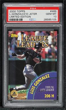 2000 Topps - [Base] - Limited Edition #466 - League Leaders - Luis Gonzalez, Derek Jeter [PSA 10 GEM MT]