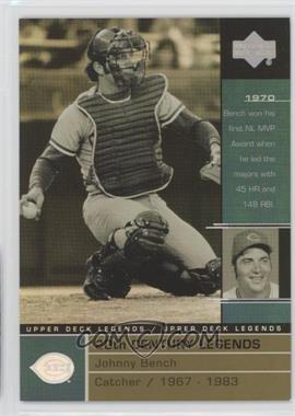 2000 Upper Deck Legends - [Base] - Commemorative Collection Missing Serial Number #113 - 20th Century Legends - Johnny Bench