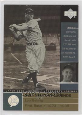 2000 Upper Deck Legends - [Base] - Commemorative Collection Missing Serial Number #127 - 20th Century Legends - Lou Gehrig