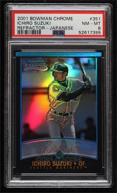 2001 Bowman Chrome - [Base] #351.2 - Rookie Refractors - Ichiro Suzuki (Japanese Text) [PSA 8 NM‑MT]