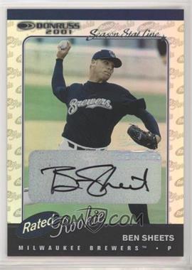 2001 Donruss - [Base] - Stat Line Season Missing Serial Number #159 - Rated Rookie - Ben Sheets