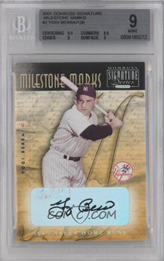 2001 Donruss Signature Series - Milestone Marks #_YOBE - Yogi Berra /120 [BGS 9 MINT]