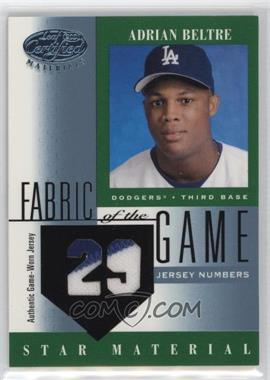 2001 Leaf Certified Materials - Fabric of the Game - Jersey Numbers Prime #FG-104 - Adrian Beltre /29