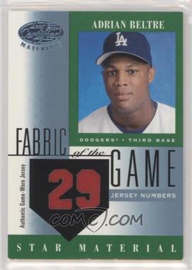 2001 Leaf Certified Materials - Fabric of the Game - Jersey Numbers Prime #FG-104 - Adrian Beltre /29