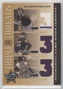 2001 Leaf Rookies & Stars - Triple Threads #TT-10 - Randy Johnson, Curt Schilling, Luis Gonzalez /100
