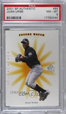 2001 SP Authentic - [Base] #94 - Future Watch - Juan Uribe /1250 [PSA 8 NM‑MT]