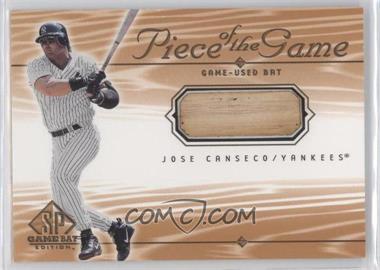 2001 SP Game Bat Edition - Piece of the Game #JC - Jose Canseco