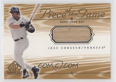 2001 SP Game Bat Edition - Piece of the Game #JC - Jose Canseco