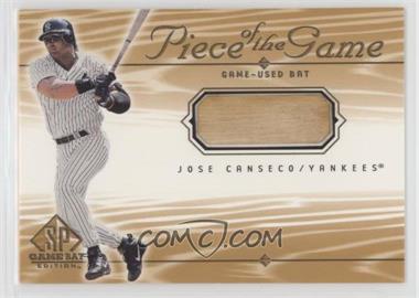 2001 SP Game Bat Edition - Piece of the Game #JC - Jose Canseco