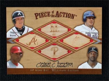 2001 SP Game Bat Edition Milestone - Piece of the Action Quad Bat #JVBW - Chipper Jones, Robin Ventura, Pat Burrell, Preston Wilson