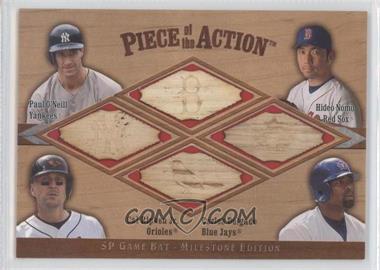 2001 SP Game Bat Edition Milestone - Piece of the Action Quad Bat #ONRD - Paul O'Neill, Hideo Nomo, Cal Ripken Jr., Carlos Delgado