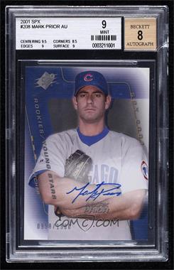 2001 SPx - [Base] #208 - Rookies/Young Stars Autograph - Mark Prior /1500 [BGS 9 MINT]