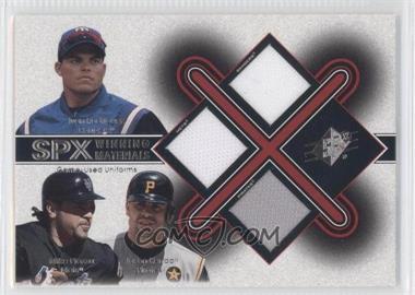 2001 SPx - Winning Materials Triple Jersey Combo #RPK - Ivan Rodriguez, Mike Piazza, Jason Kendall