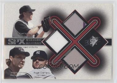 2001 SPx - Winning Materials Triple Jersey Combo #SJC - Curt Schilling, Randy Johnson, Roger Clemens