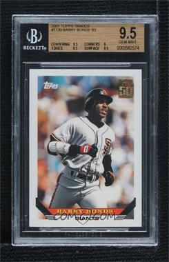 2001 Topps Traded & Rookies - [Base] #T139 - 50 Years Topps Reprint - Barry Bonds [BGS 9.5 GEM MINT]