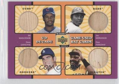 2001 Upper Deck Decade 1970's - Game-Used Bat Combos #C-ASMV - Bill Madlock, Joe Morgan, Steve Garvey, Dave Parker