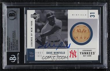 2001 Upper Deck Legends of New York - Yankees Legendary Game Bat #LYB-DW - Dave Winfield [BAS BGS Authentic]