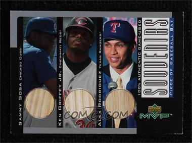 2001 Upper Deck MVP - Souvenirs Bats Trios #B-SGR - Sammy Sosa, Ken Griffey Jr., Alex Rodriguez (No Serial Number)
