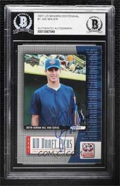 2001 Upper Deck Minor League Baseball Centennial - [Base] #1 - Joe Mauer [BAS BGS Authentic]