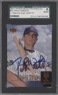 2001 Upper Deck Prospect Premieres - [Base] #52 - David Wright [JSA Certified Encased by JSA]