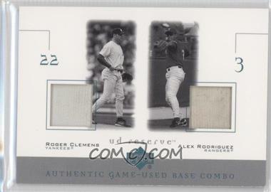2001 Upper Deck Reserve - Game-Used Base Combos #B-CR - Roger Clemens, Alex Rodriguez