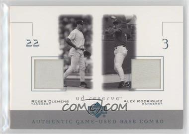 2001 Upper Deck Reserve - Game-Used Base Combos #B-CR - Roger Clemens, Alex Rodriguez