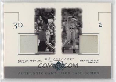 2001 Upper Deck Reserve - Game-Used Base Combos #B-GJ - Derek Jeter, Ken Griffey Jr.