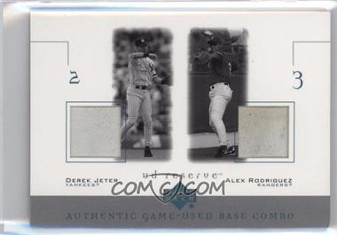 2001 Upper Deck Reserve - Game-Used Base Combos #B-JR - Derek Jeter, Alex Rodriguez