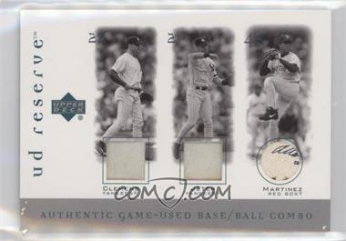 2001 Upper Deck Reserve - Game-Used Base and Ball Triple #B-CMJ - Roger Clemens, Derek Jeter, Pedro Martinez