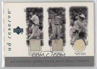 2001 Upper Deck Reserve - Game-Used Base and Ball Triple #B-CMJ - Roger Clemens, Derek Jeter, Pedro Martinez