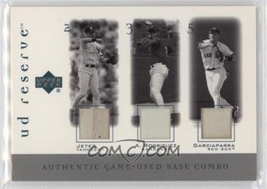 2001 Upper Deck Reserve - Game-Used Base and Ball Triple #B-JRG - Derek Jeter, Alex Rodriguez, Nomar Garciaparra