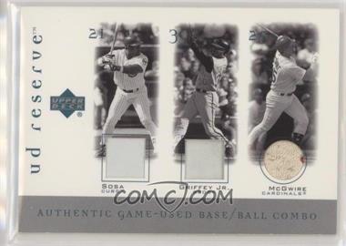 2001 Upper Deck Reserve - Game-Used Base and Ball Triple #B-SGM - Sammy Sosa, Ken Griffey Jr., Mark McGwire