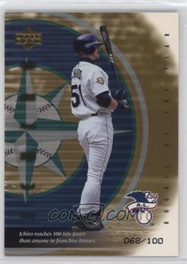 2001 Upper Deck Rookie Update - Ichiro Suzuki Rookie of the Year - Gold #19 - Ichiro Suzuki /100