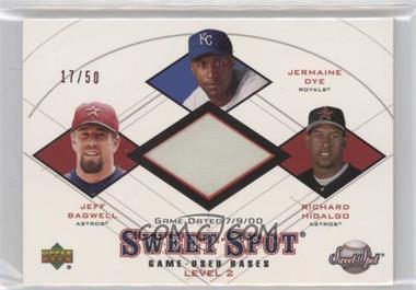 2001 Upper Deck Sweet Spot - Game-Used Bases Level 2 #B2-BDH - Richard Hidalgo, Jermaine Dye, Jeff Bagwell /50