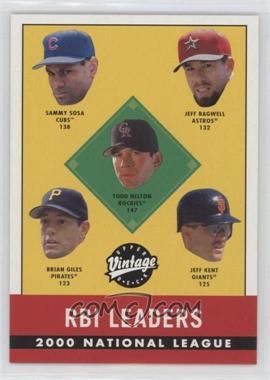 2001 Upper Deck Vintage - [Base] #396 - 2000 NL RBI Leaders (Todd Helton, Sammy Sosa, Jeff Bagwell, Brian Giles, Jeff Kent)