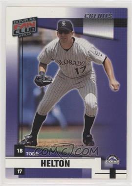 2002 Donruss Fan Club - [Base] - Credits #76 - Todd Helton /100