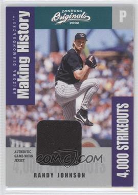 2002 Donruss Originals - Making History - Jerseys #MH 4 - Randy Johnson /100